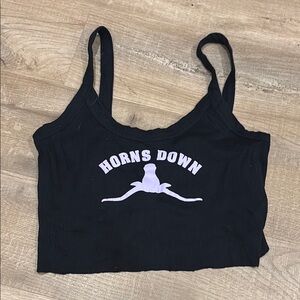 Black Crop Top with Horns Down Graphic